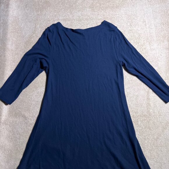 Joan Vass Sz LG Blue High Low Side Asymmetrical Long Sleeve Tunic (D) - Picture 7 of 7